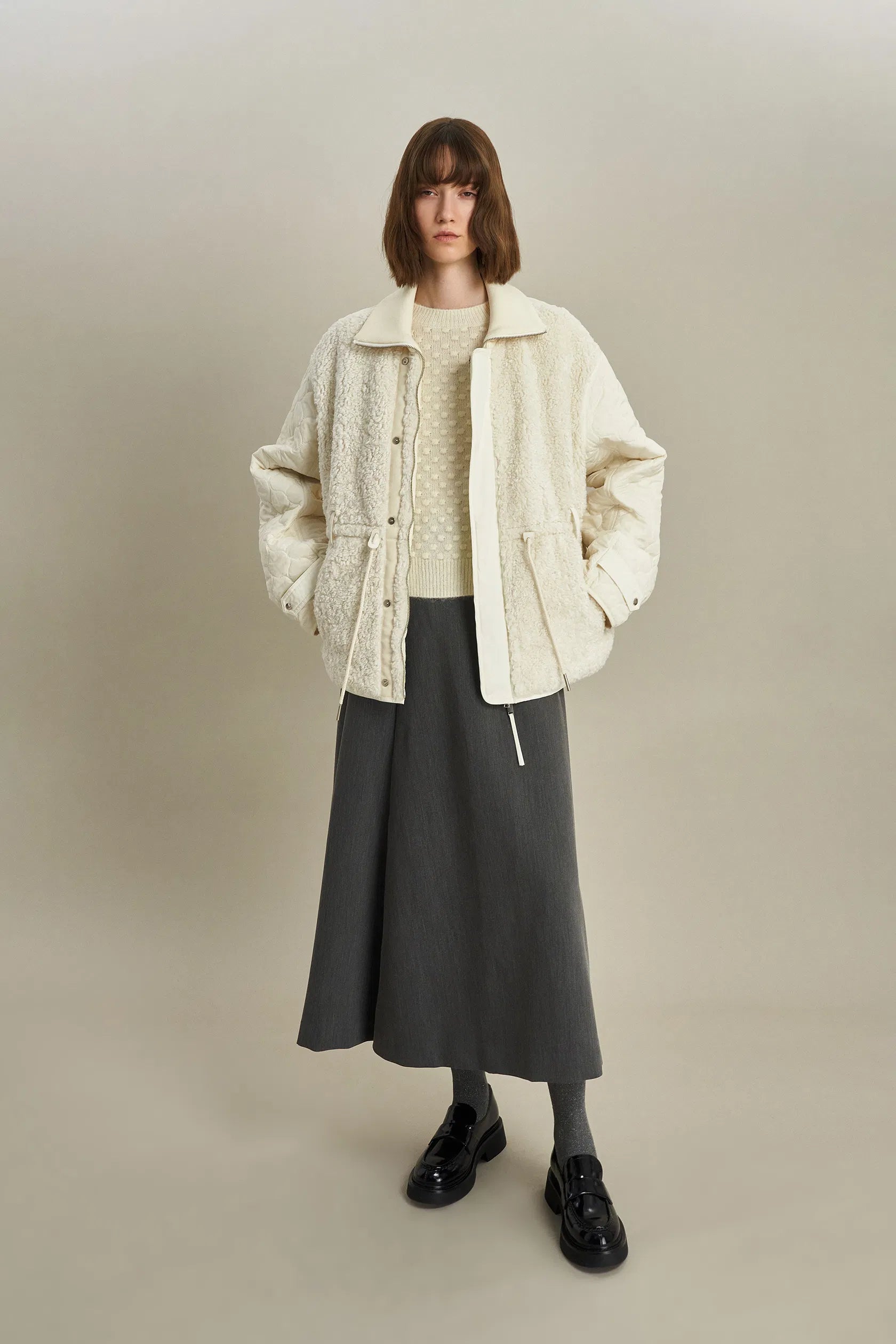 Lizzie Quilted Jacket in Faux Shearling