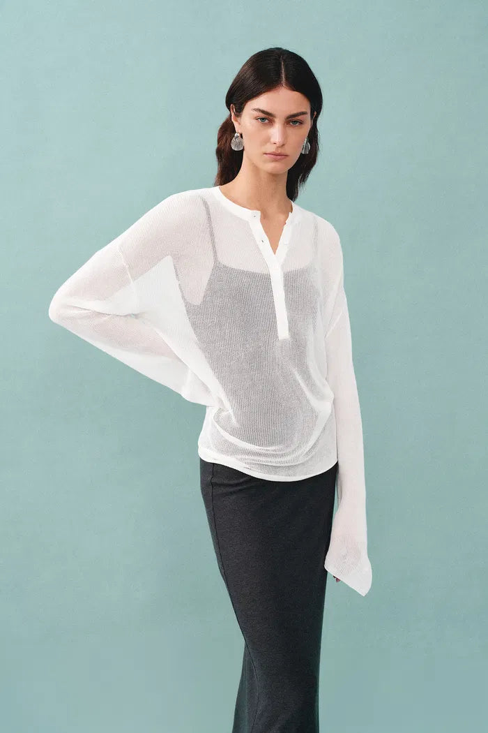 Tracy Buttoned Blouse in Tencel Silk Knit