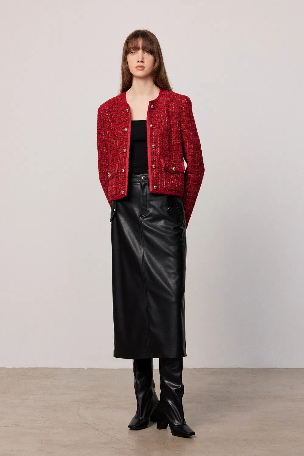 Lisa Double-Breasted Jacket in Textured Tweed