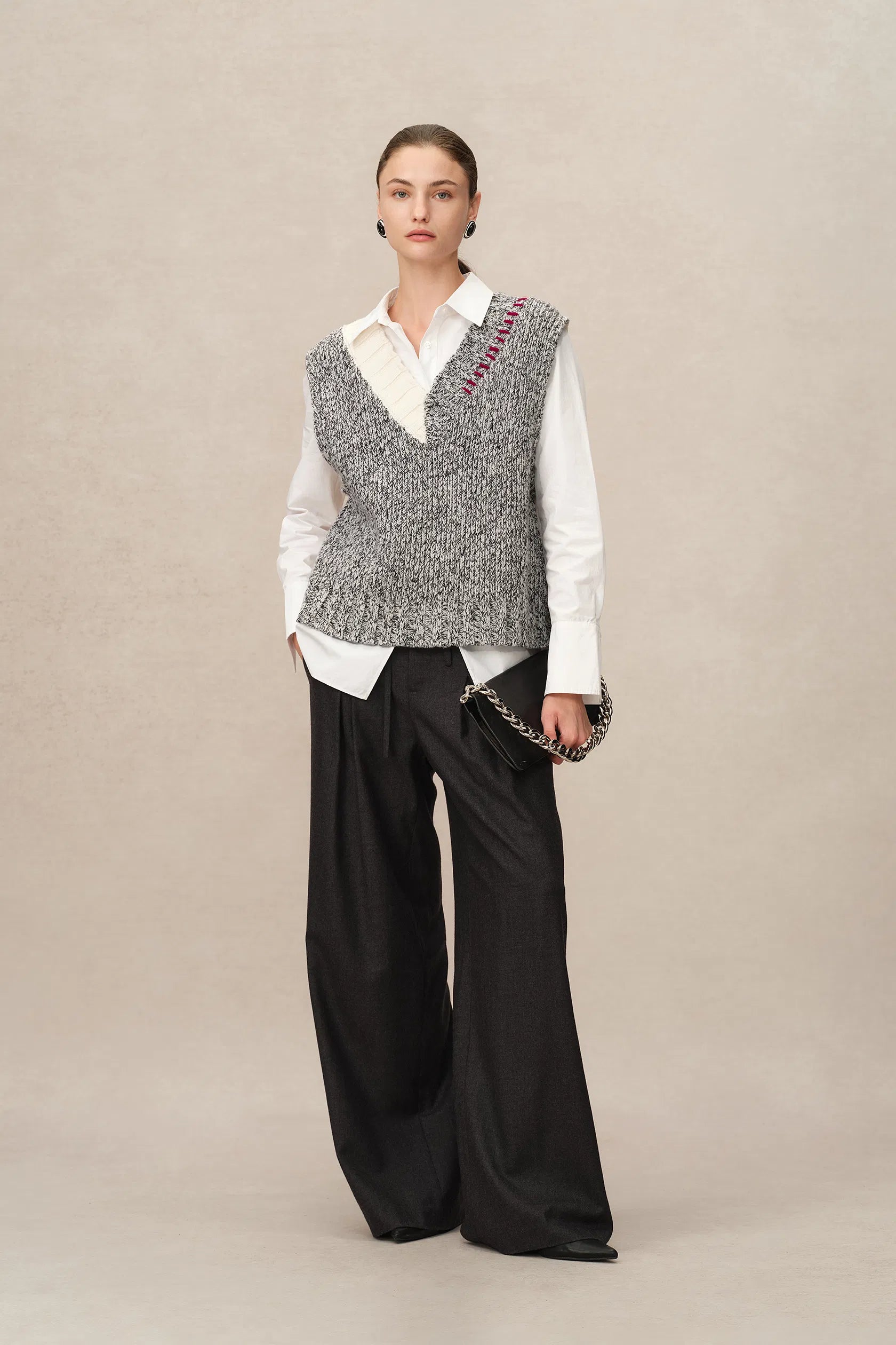 Coco Reversible Knit Vest in Chunky Wool