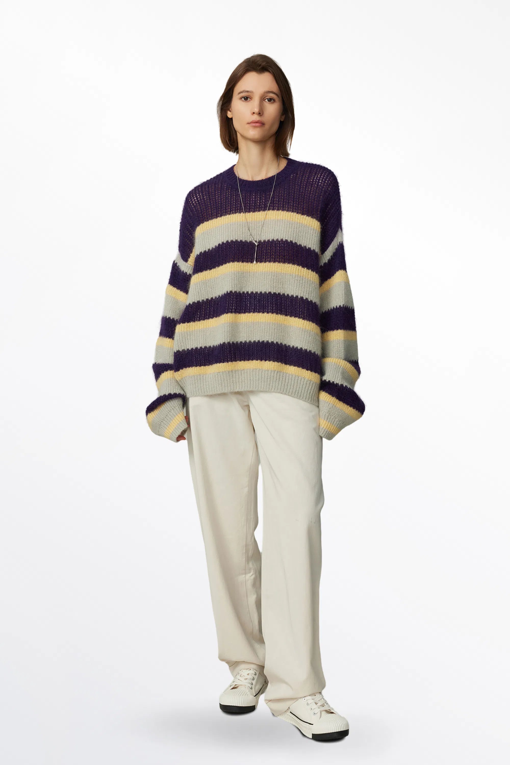 Asa Striped Sweater in Kid Mohair Knit