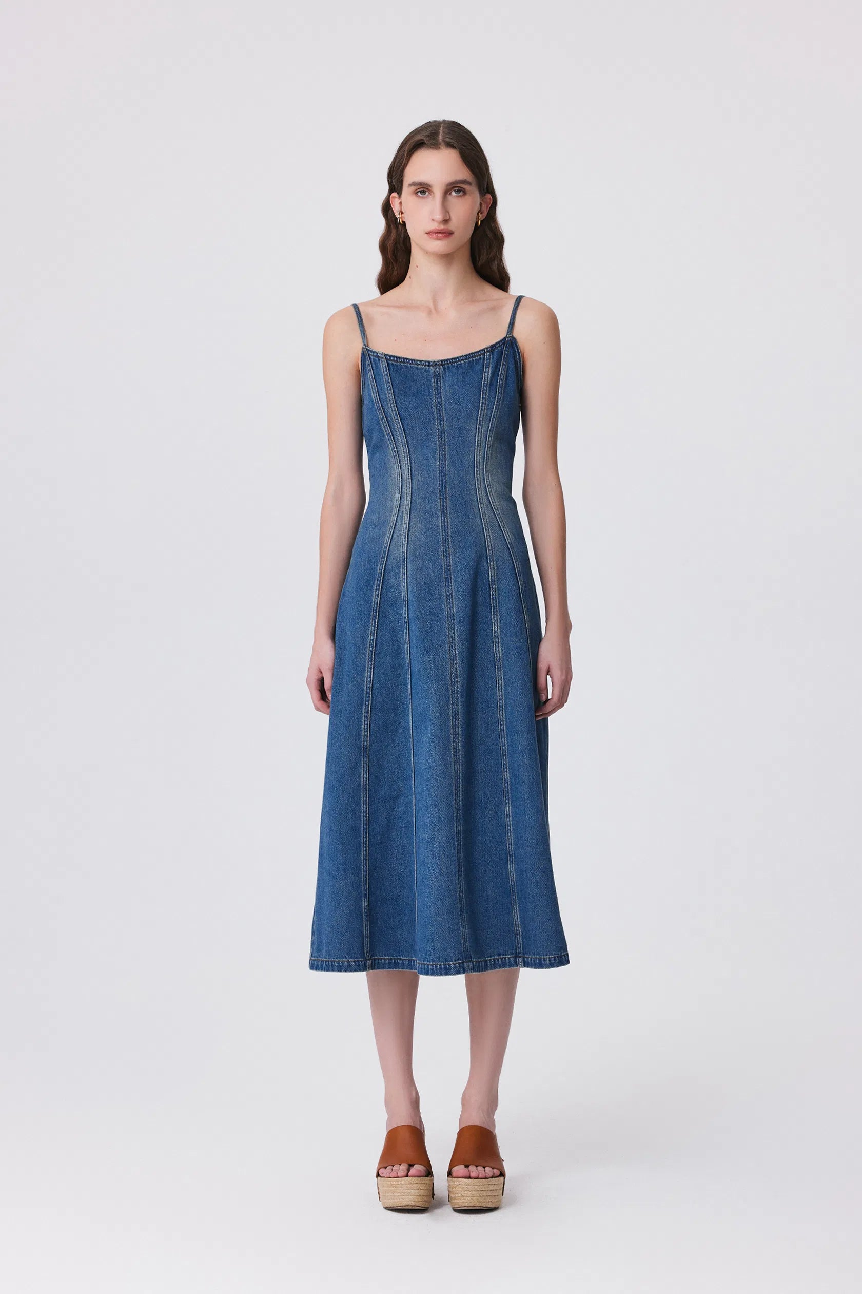 Carmelia Pinafore Dress in Cotton Denim