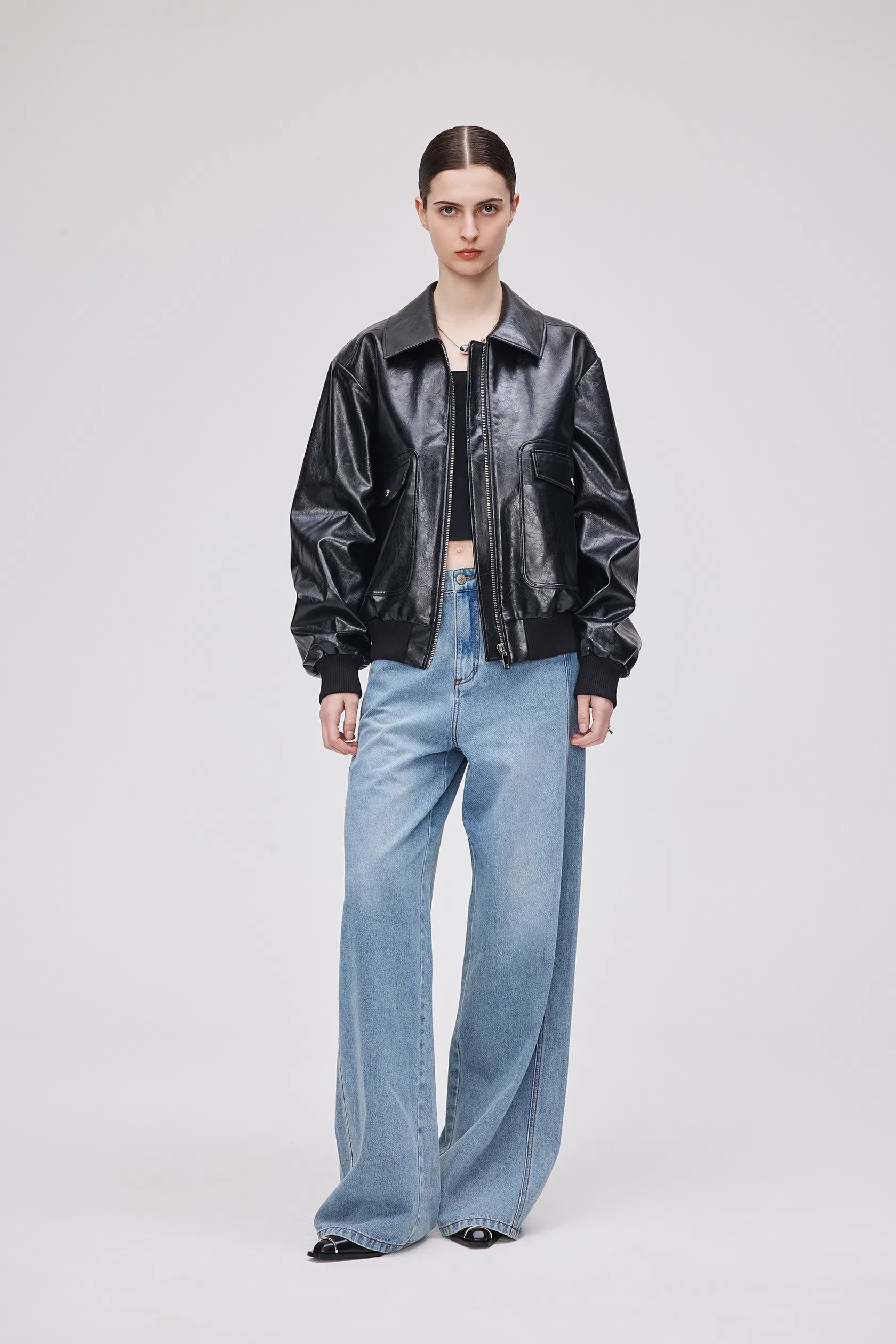 Valerie Bomber Jacket in Vegan Leather