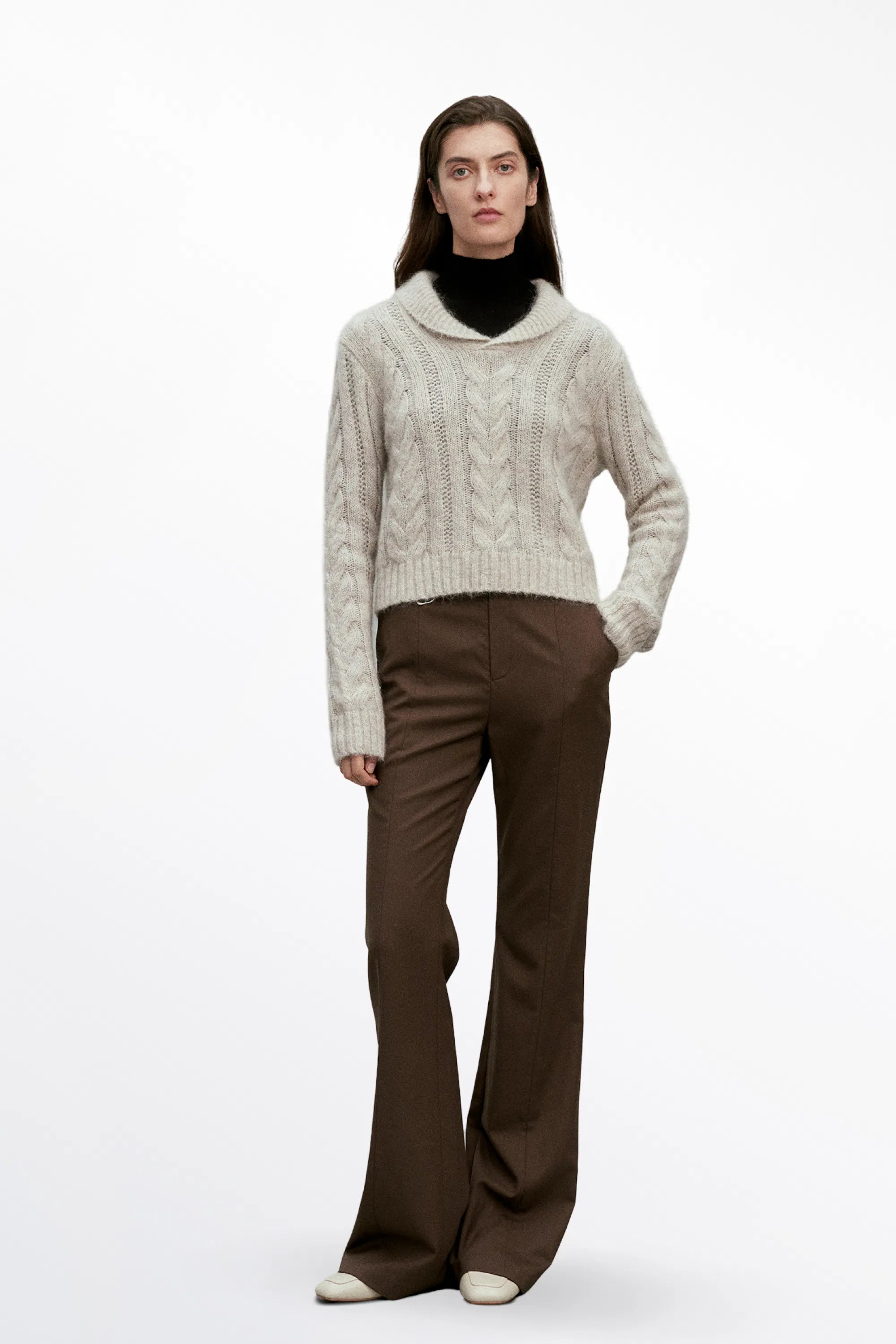 Moon Lapel Sweater in Kid Mohair-Wool Knit