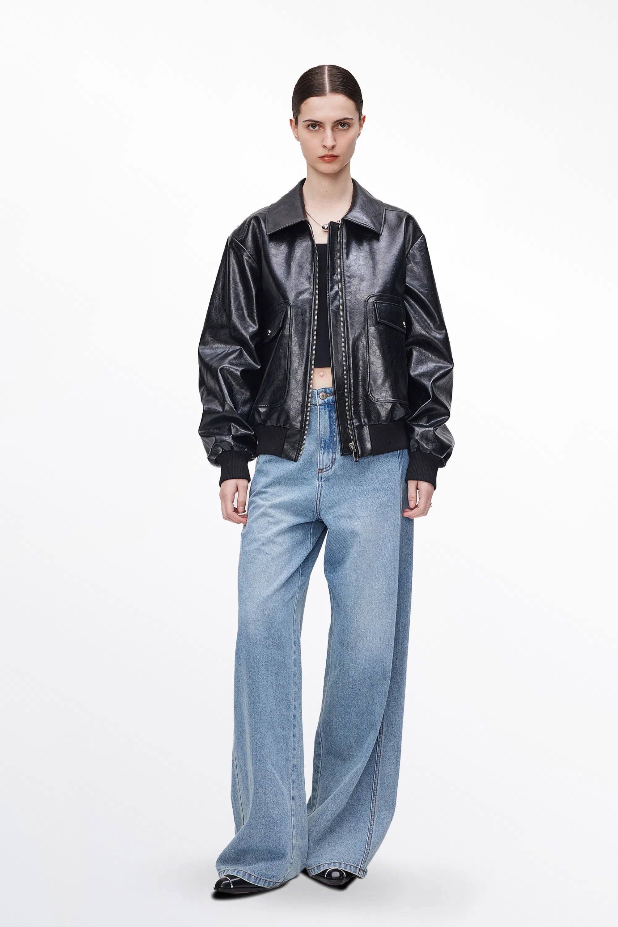 Valerie Bomber Jacket in Vegan Leather