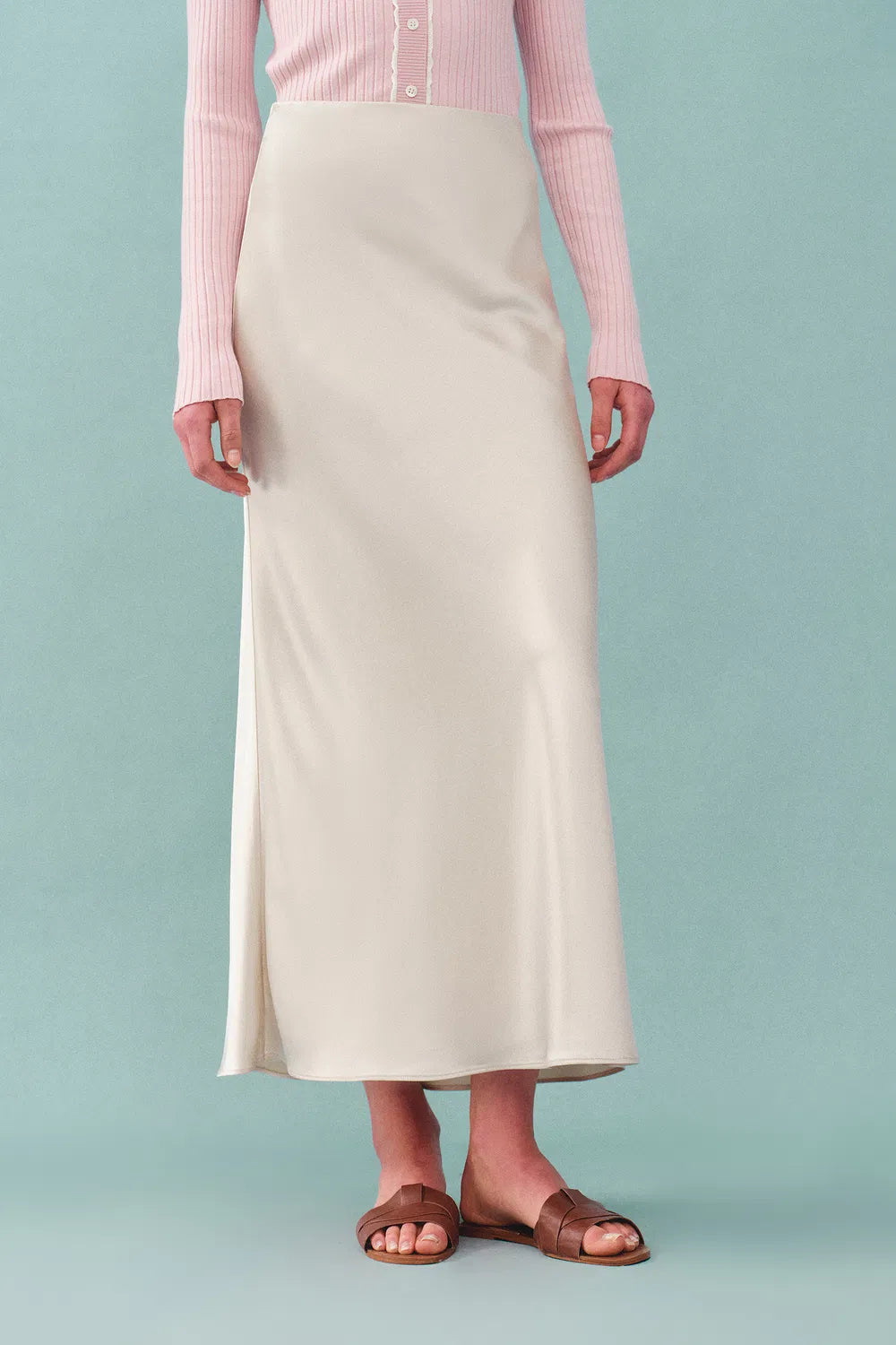 Moon White Skirt in Premium Silky Satin