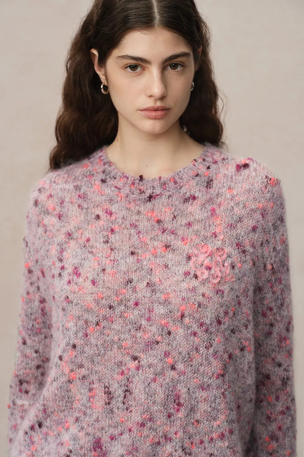 Snaiki Zodiac Jacquard Sweater in Wool Mohair Pom Pom Knit