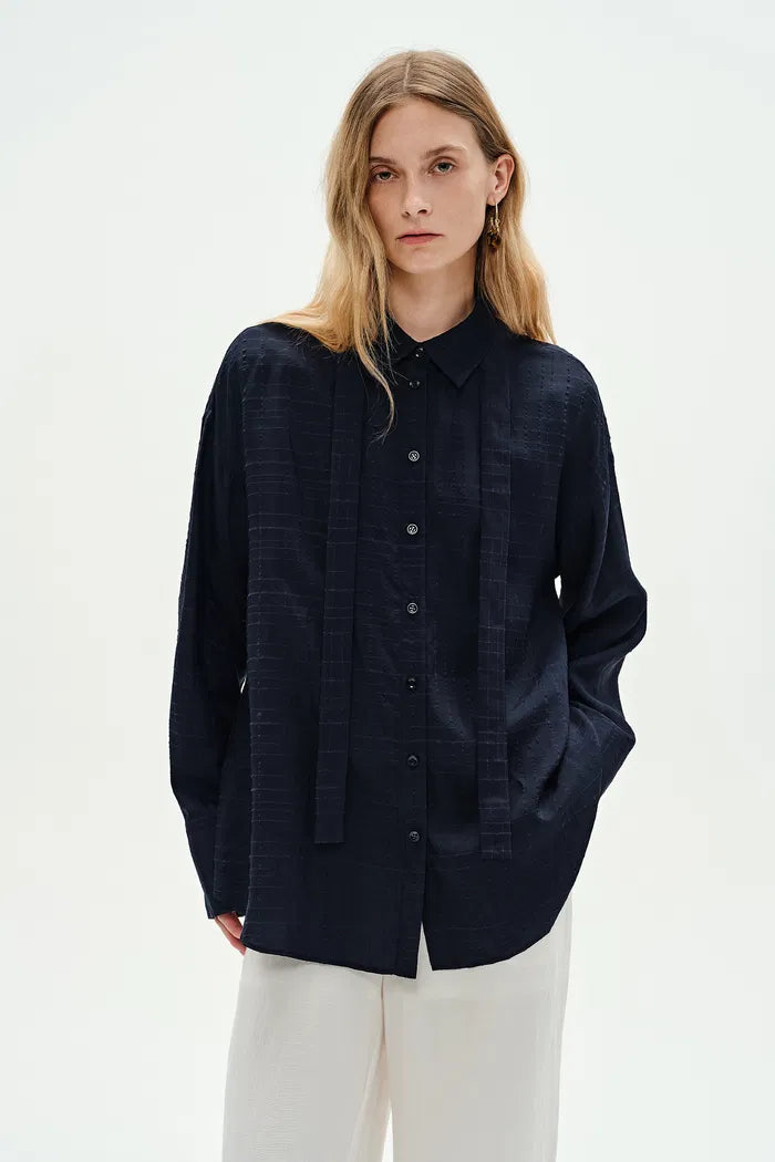 Ahalia Removable Tie Shirt in Linen