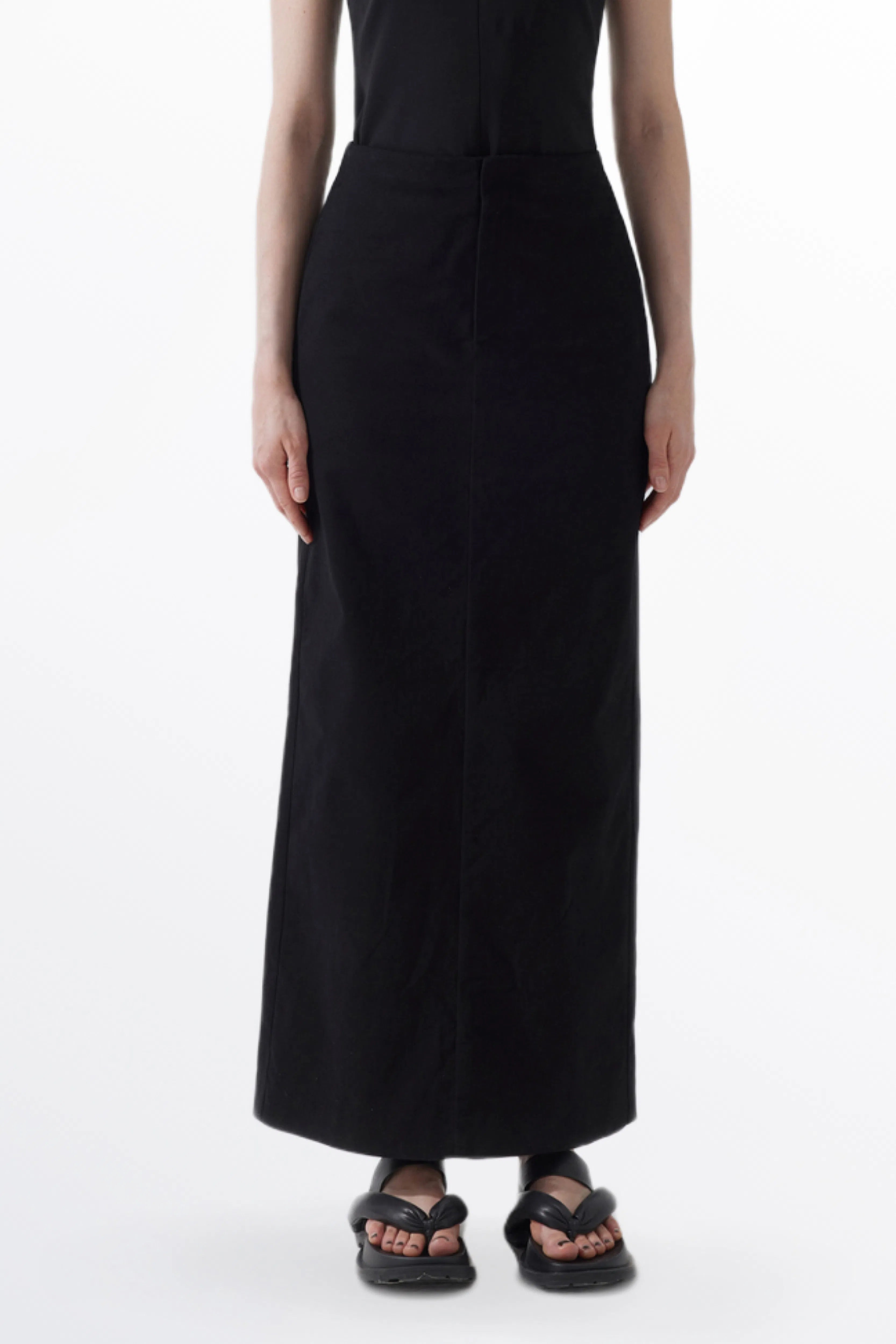 Magalie Back-Slit Skirt in Cotton Twill