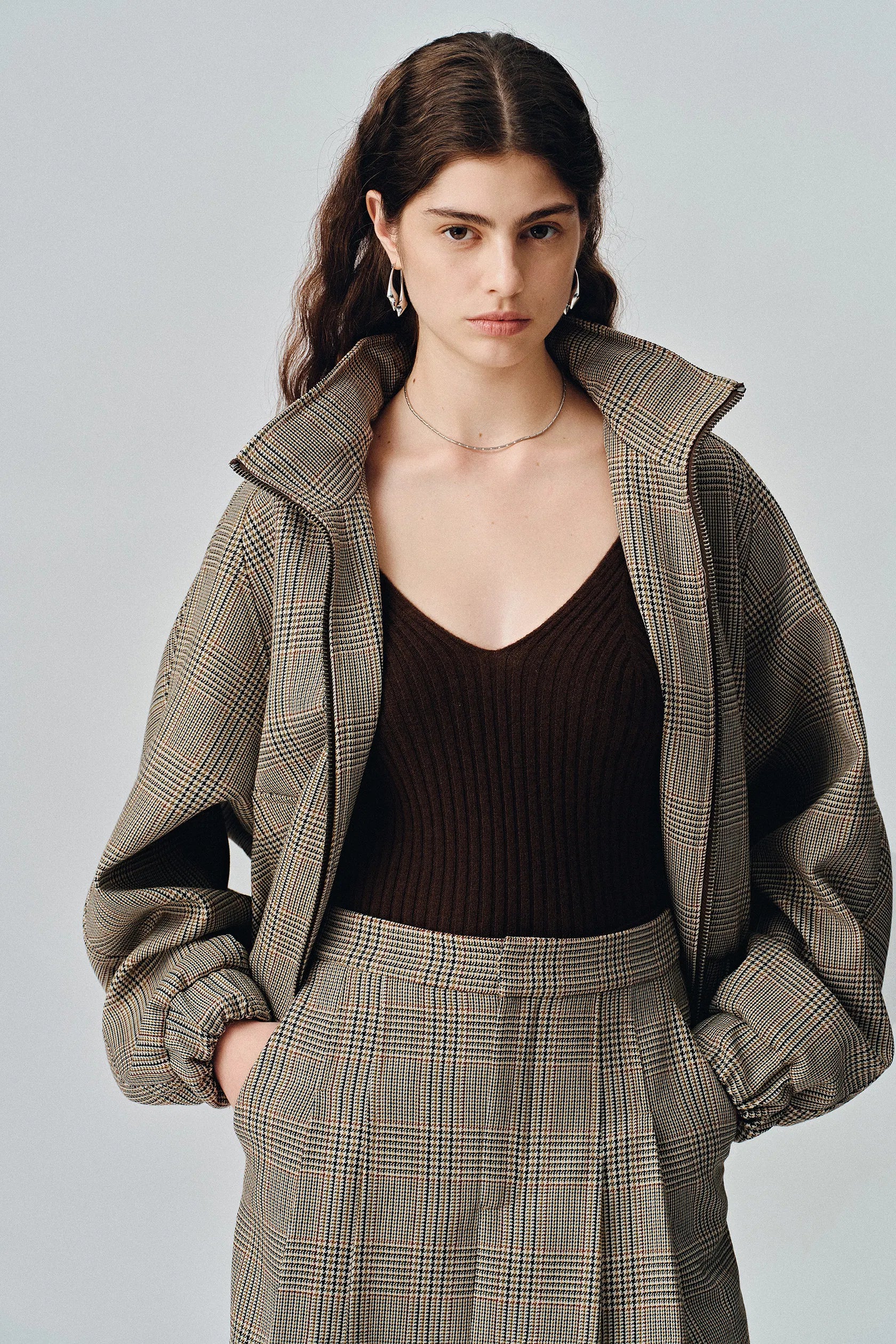 Javia Plaid Jacket in Prince of Wales Merino Wool