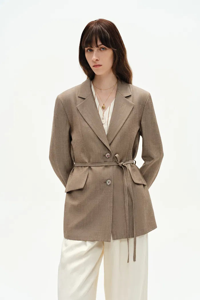 Graf Beige Blonde Suit Jacket in Linen Wool