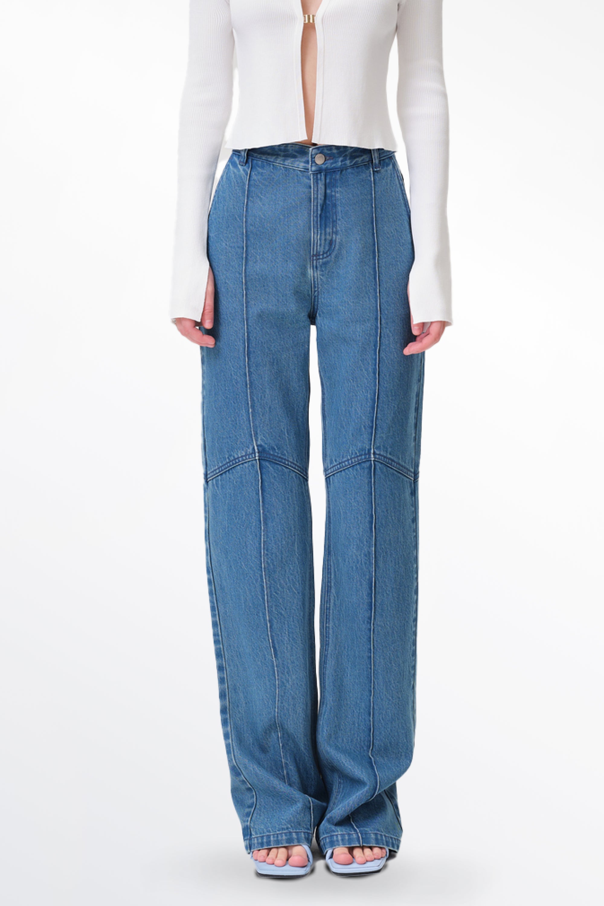 Meryl Patchwork Baggy Jeans in Tencel Lyocell Denim Blend