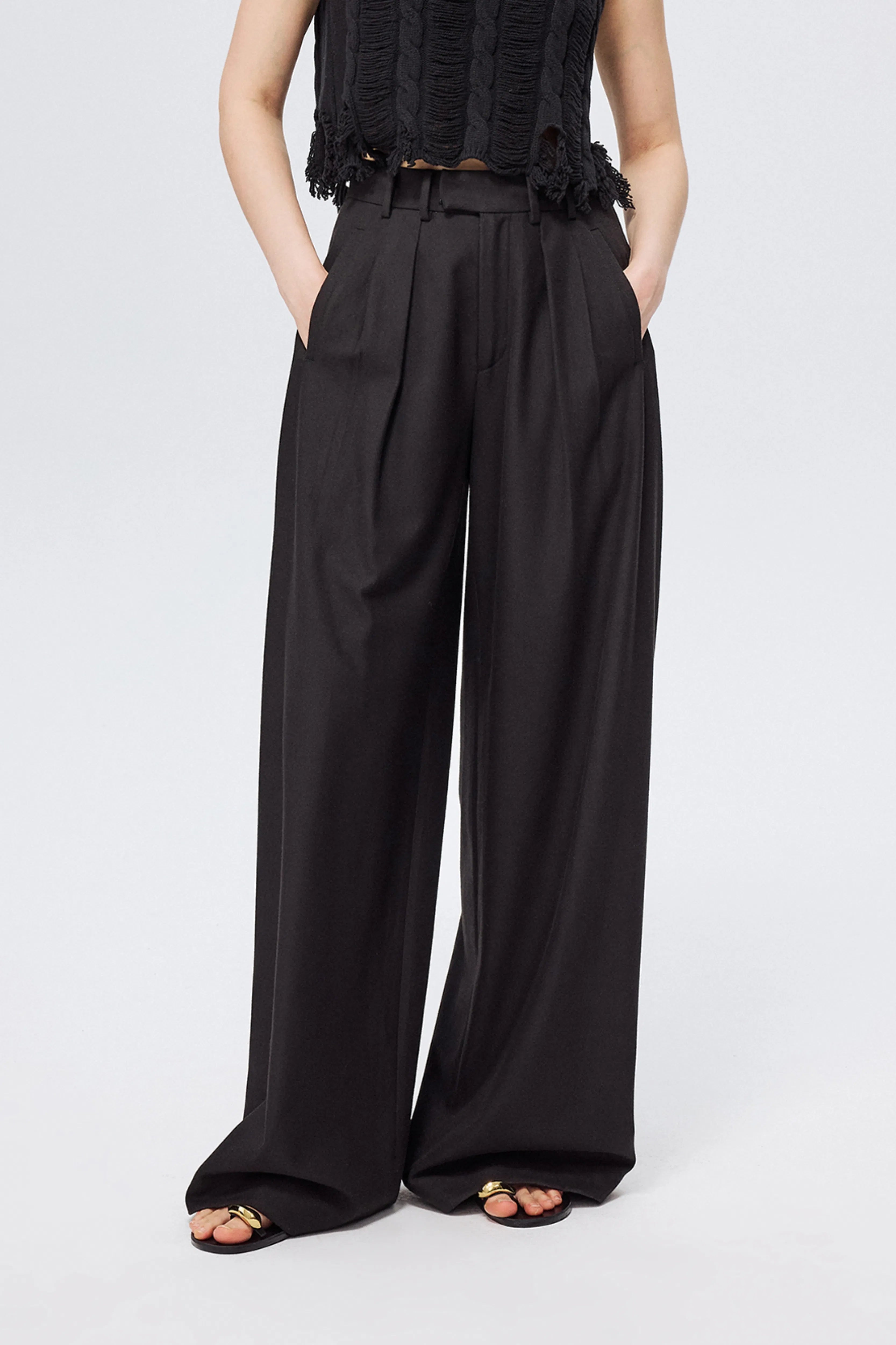 Delano Wide Leg Pants in Viscose Blend