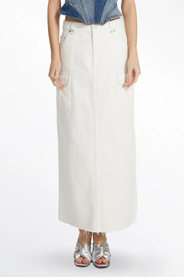 Lara Cargo Maxi Skirt in Cotton Denim