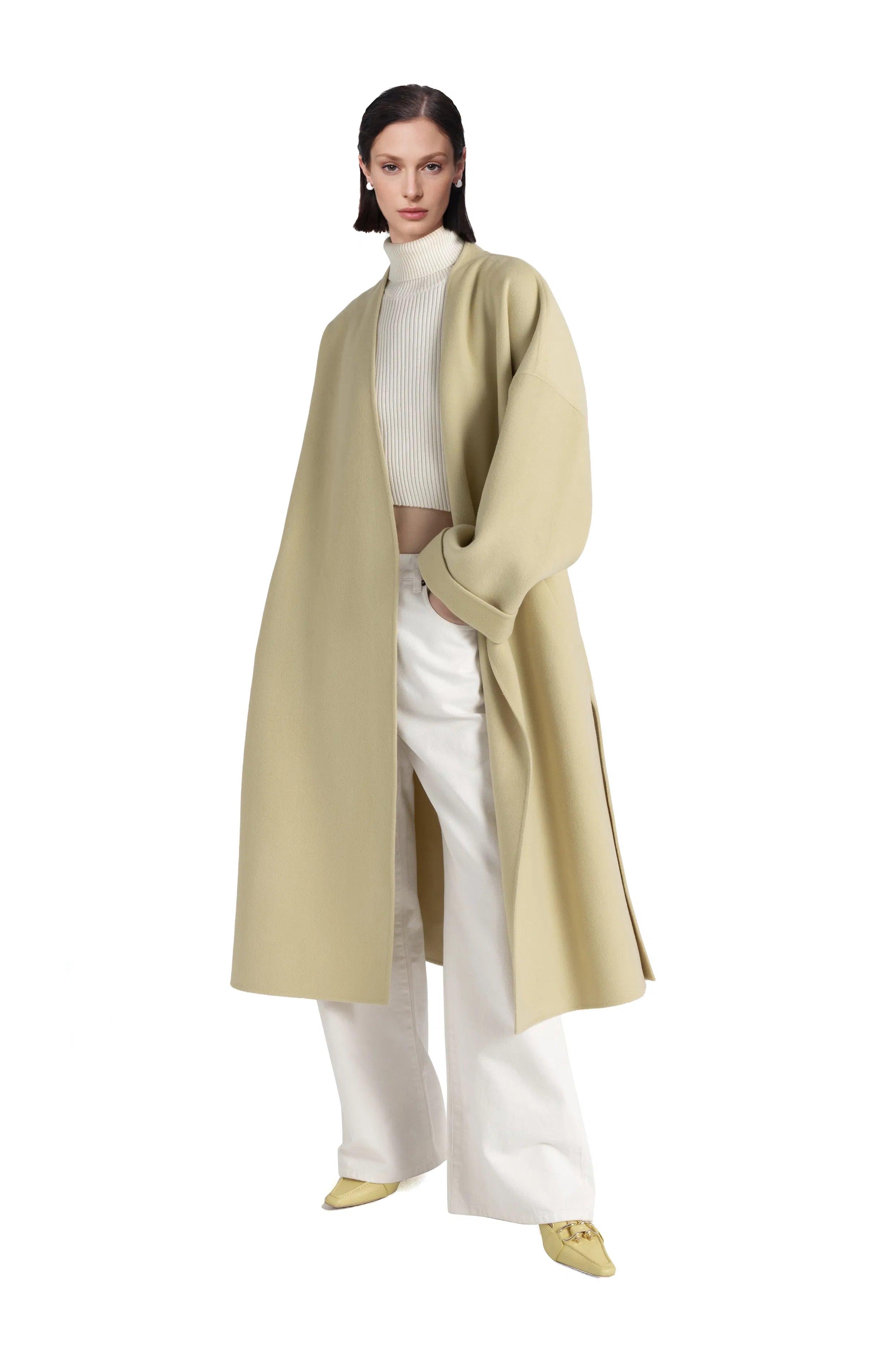 Judith Hand-Stitched Oversized Coat in Cashmere-Wool