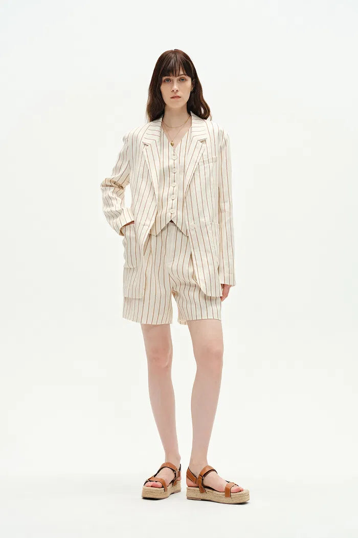 Godwick Striped Suit Blazer Jacket in Linen