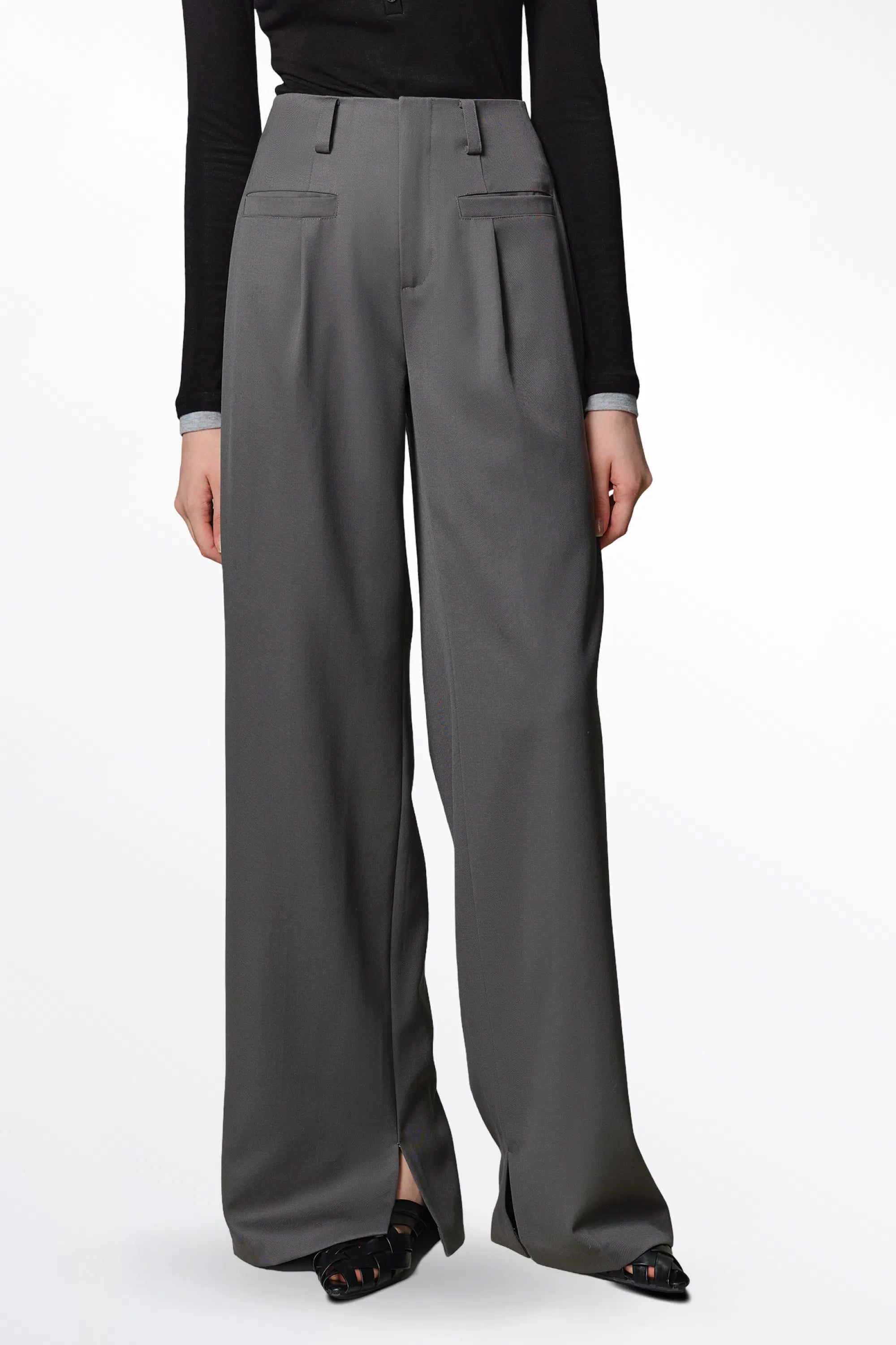 Brydie Straight-Leg Trousers in Sheep Wool