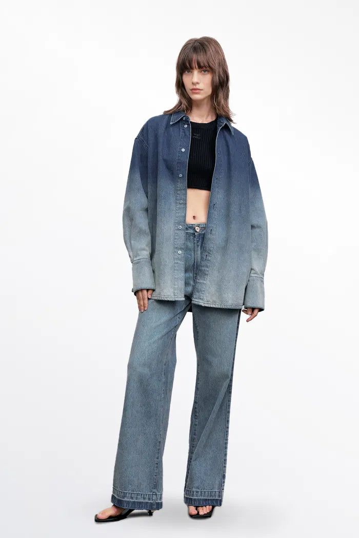 Simone Gradient Shirt in Cotton Denim