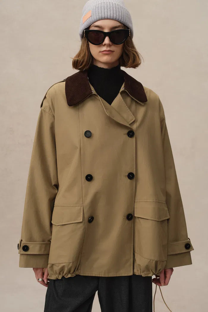 Cassian Short Trench Coat in Water-Repellent Cotton Blend