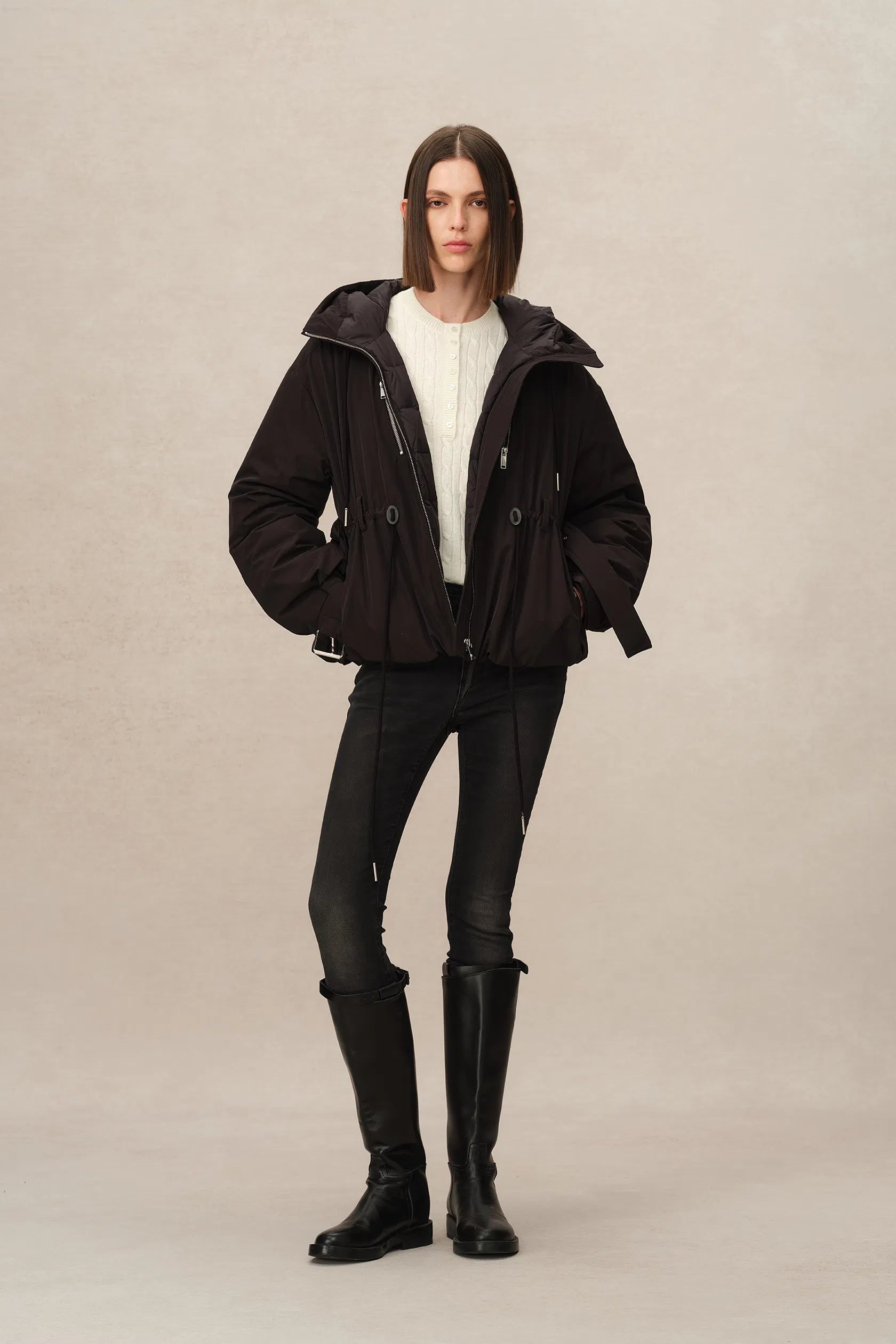 Jeanne Water Repellent Aviator Puffer Jacket