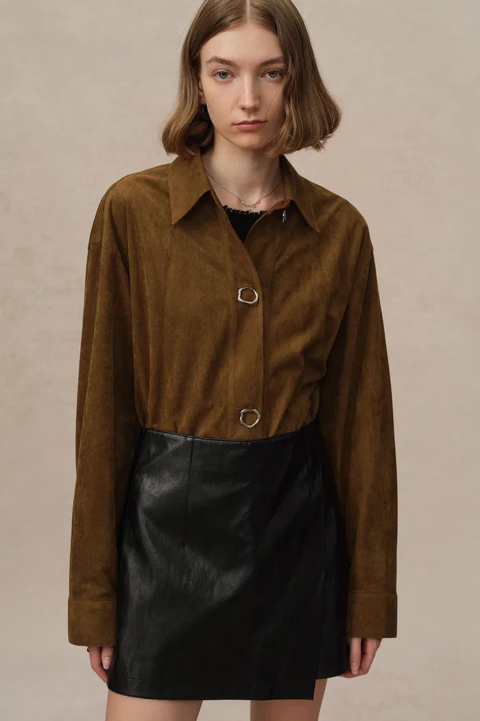 Brandy Lightweight Vegan Suede Shirt