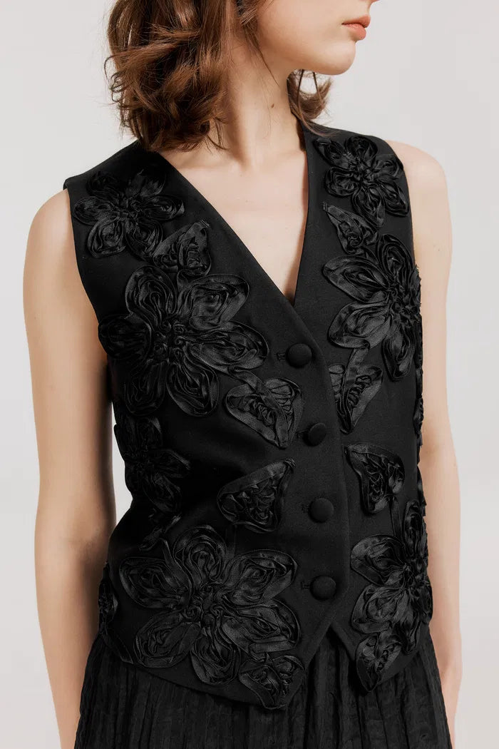 Engrave Silk-Wool Blend Embroidered Vest