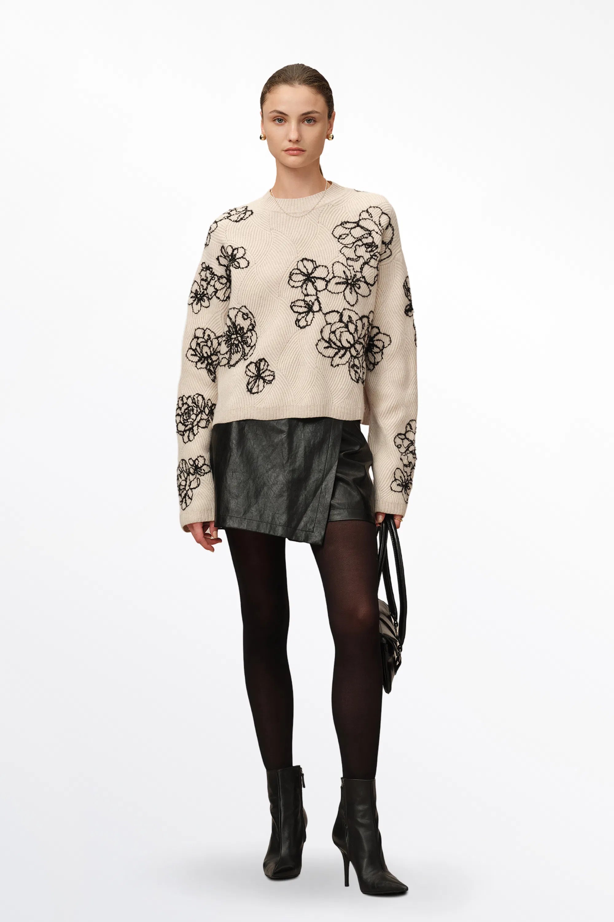 Poppy Embroidered Sweater in Chunky Wool Knit