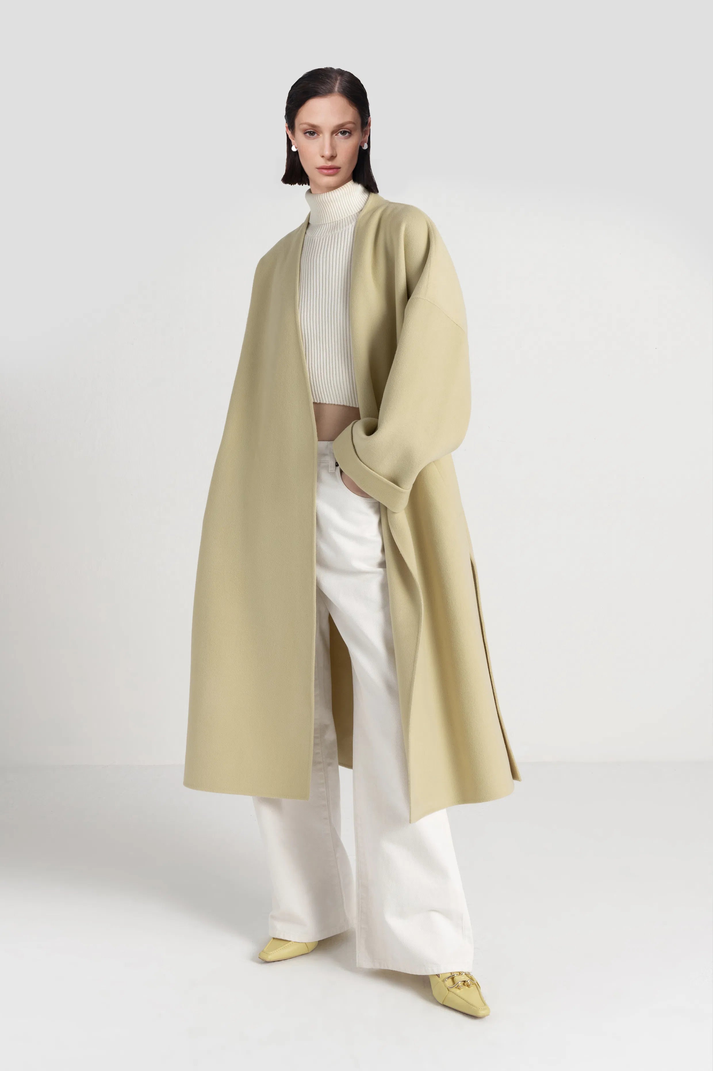 Judith Hand-Stitched Oversized Coat in Cashmere-Wool