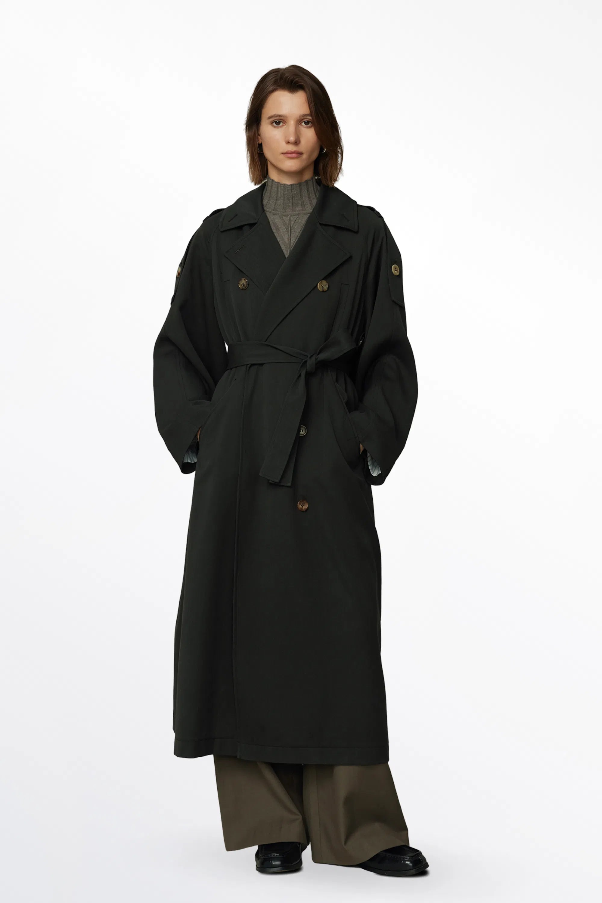 Tadao Trench Coat in Wool Twill Blend