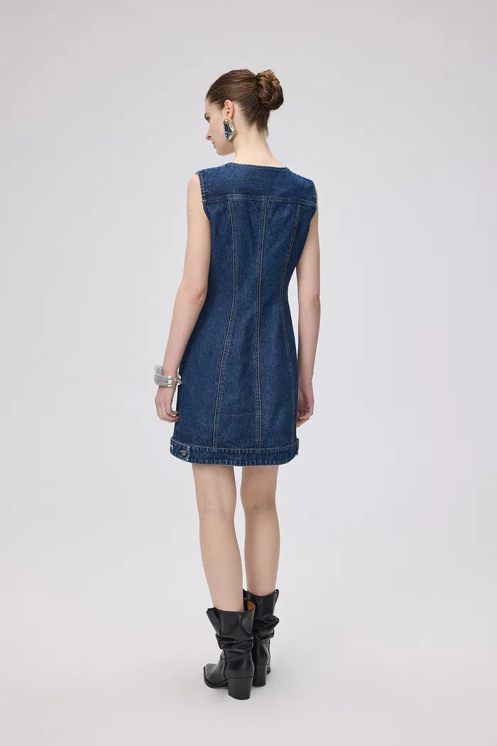 Nano Buttoned Dress in Cotton Denim