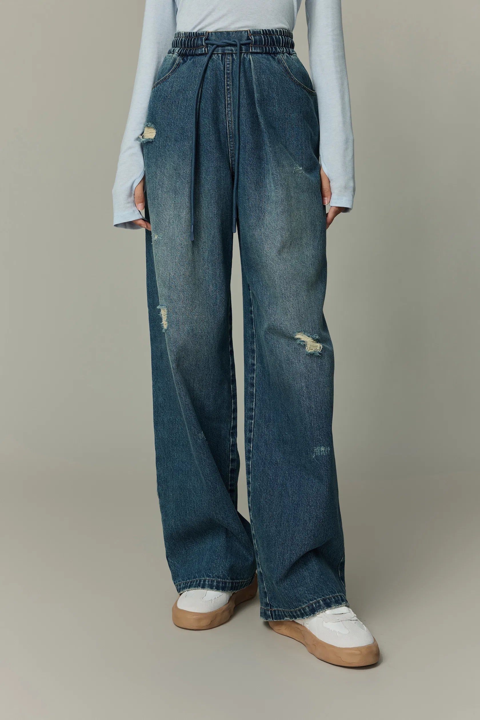 Judith Elastic Waist Jeans in Cotton Denim