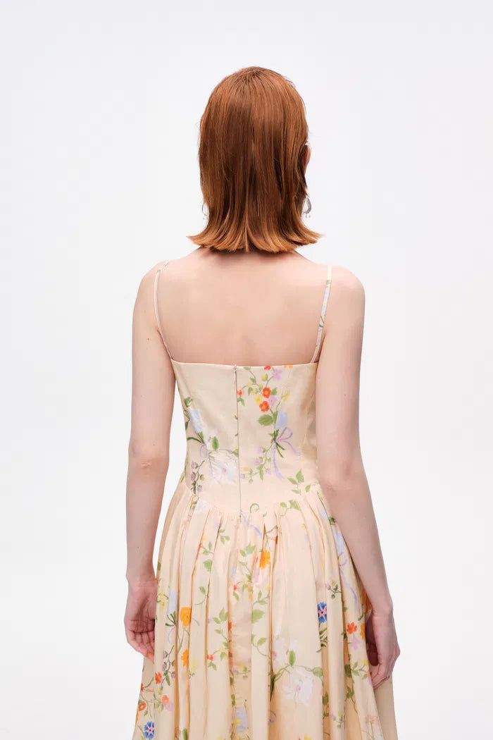 Marie Flora Printed Corset Dress in Cotton