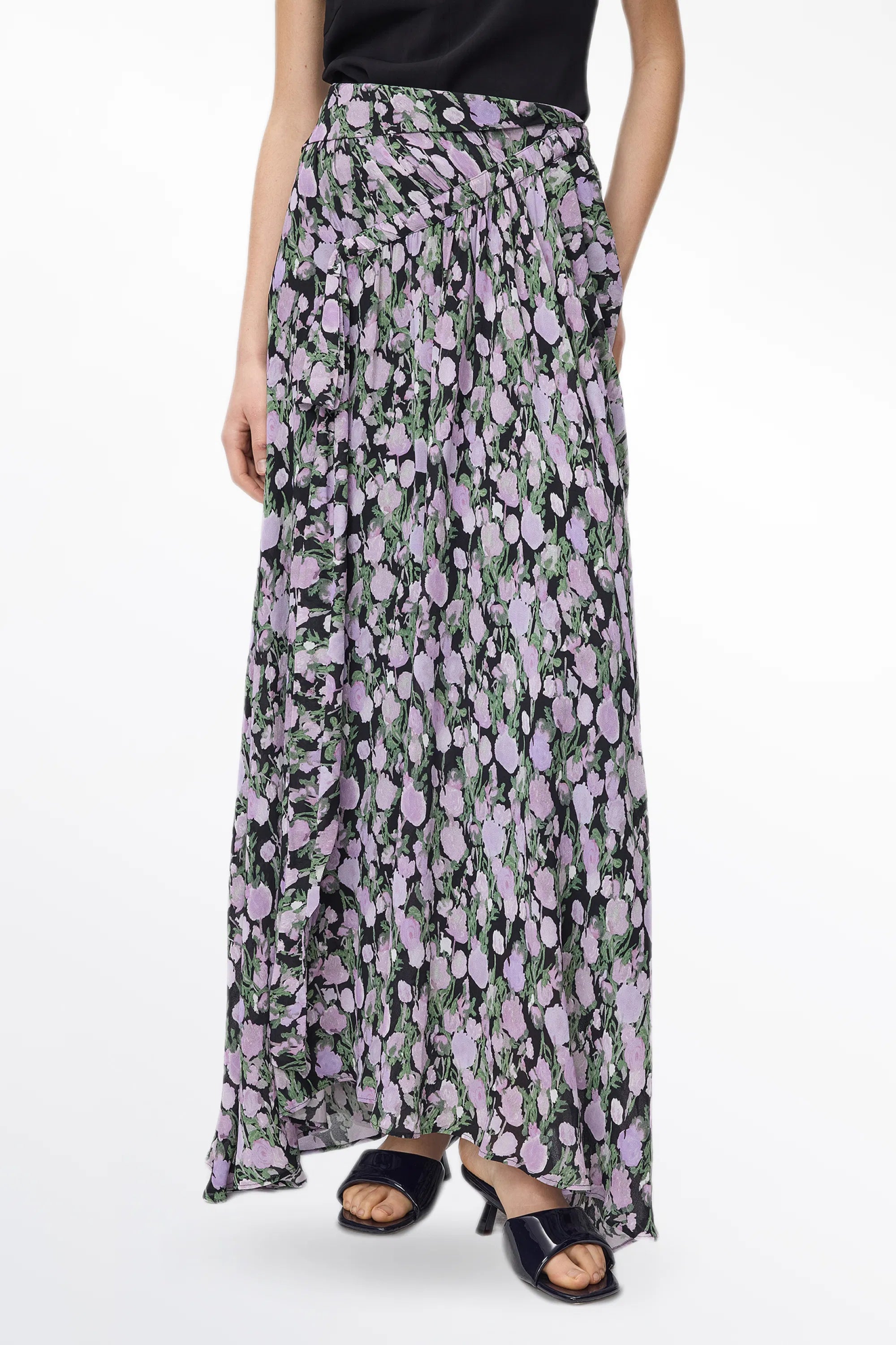 Frances Asymmetrical Long Skirt in Viscose