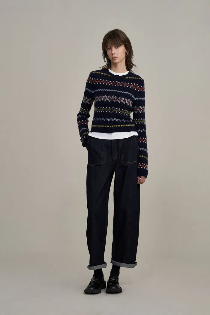 Alice Fair Isle Cardigan in Merino Wool Knit