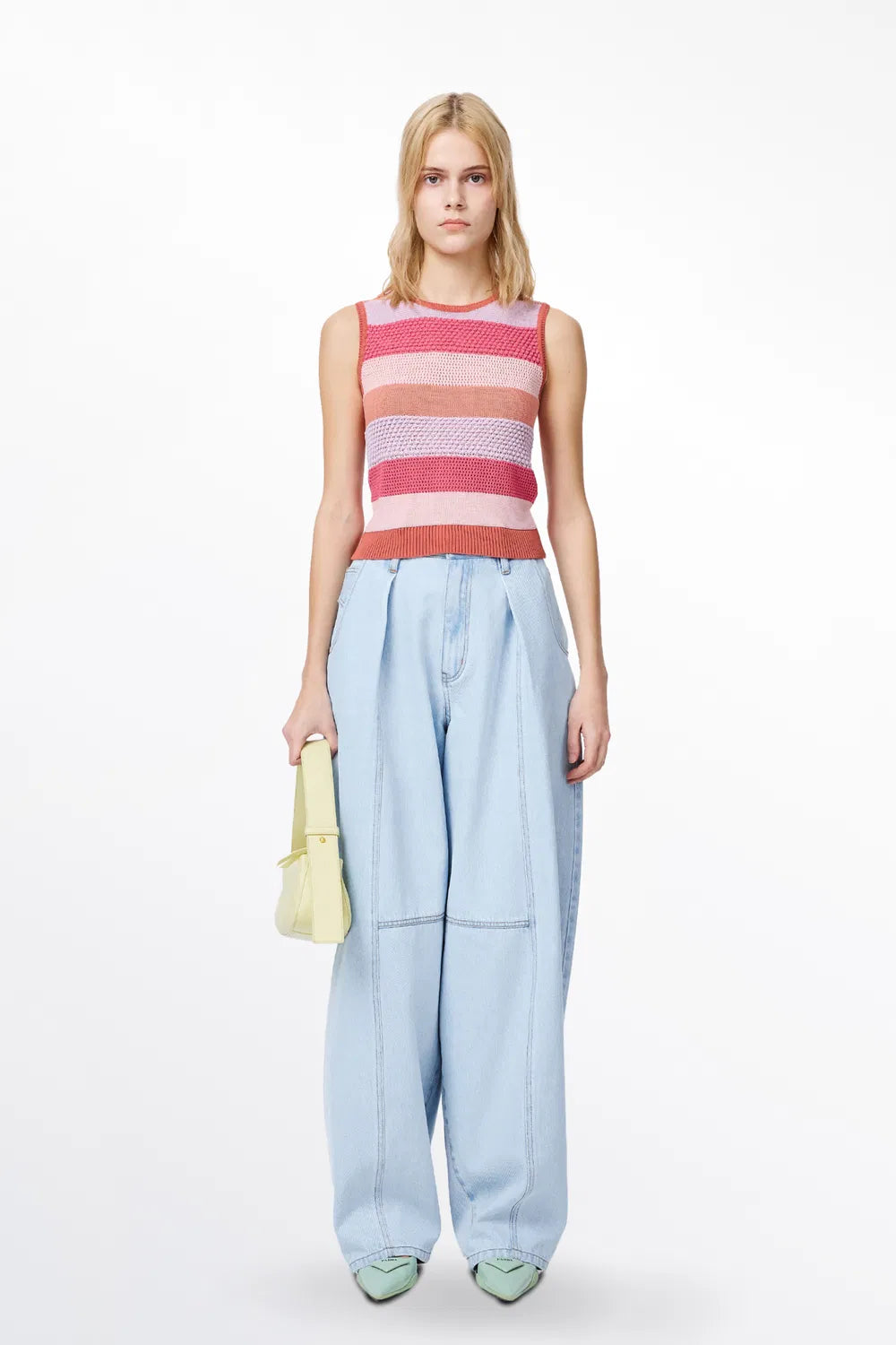 Cara Striped Sleeveless Top in Cotton Knit