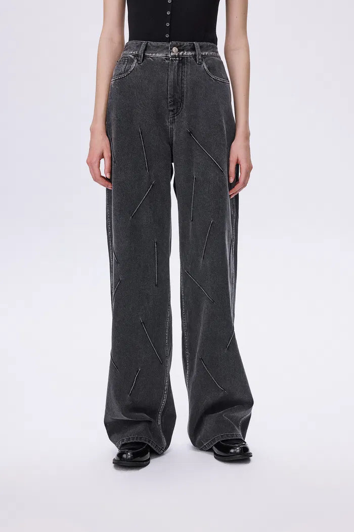 Reese Wide Leg Jeans in Washed Cotton Denim