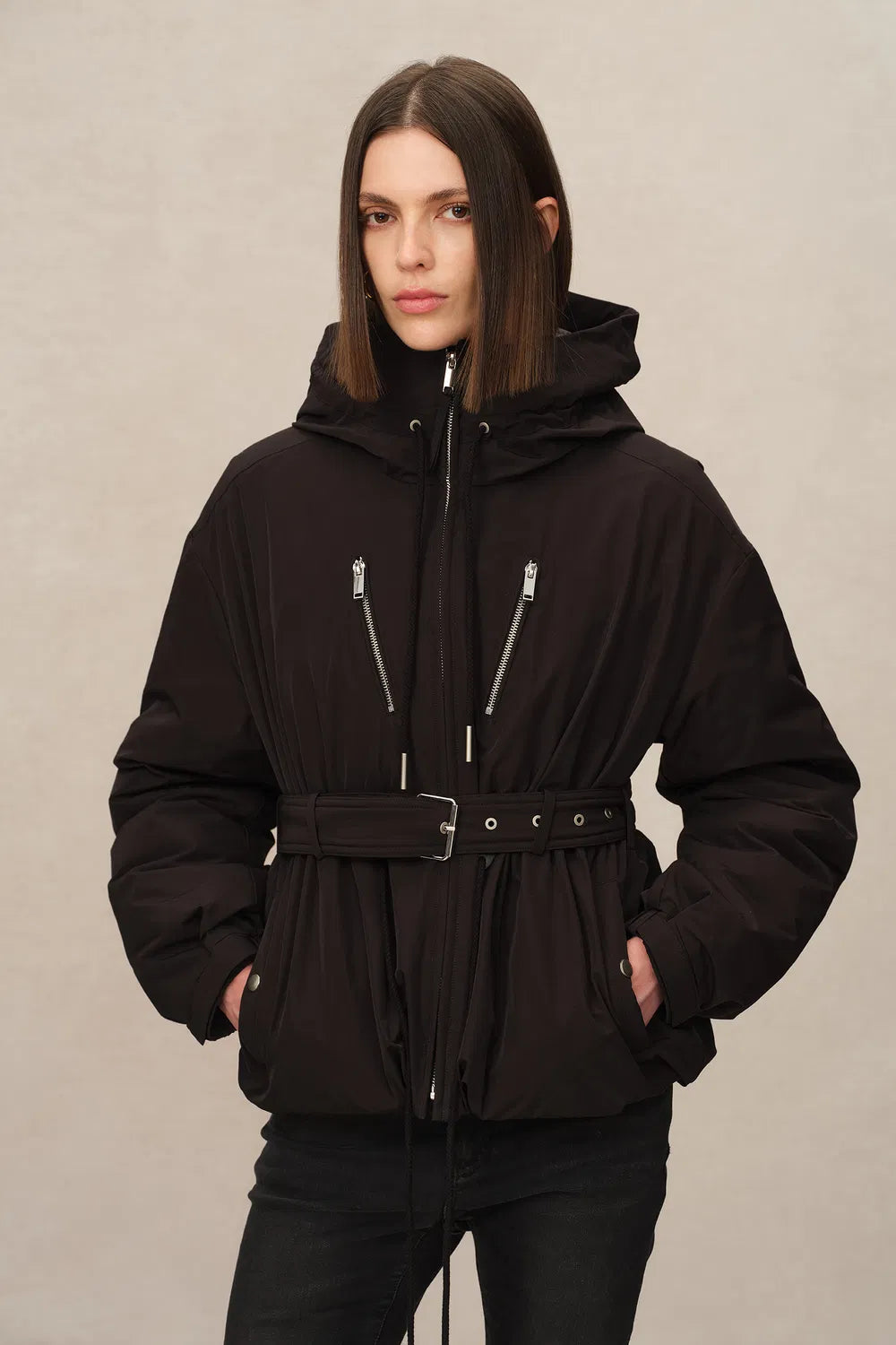 Jeanne Water Repellent Aviator Puffer Jacket