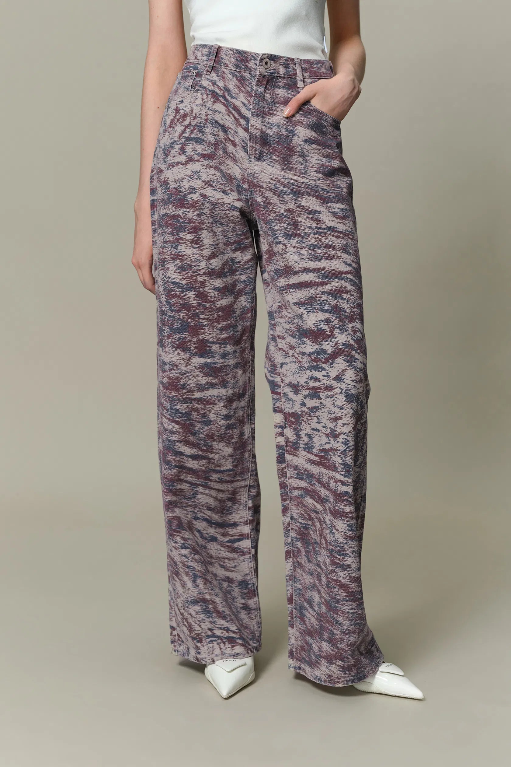 Skyler Leopard Print Straight-Leg Jeans