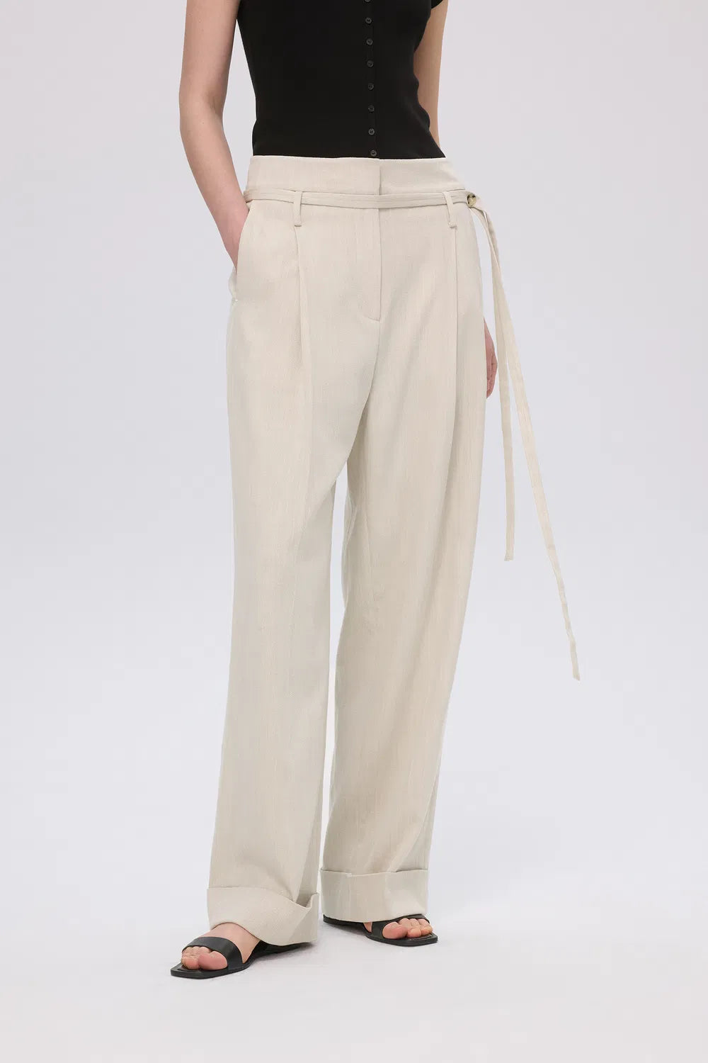 Suma High Waisted Straight Leg Pants in Tencel Lyocell Blend