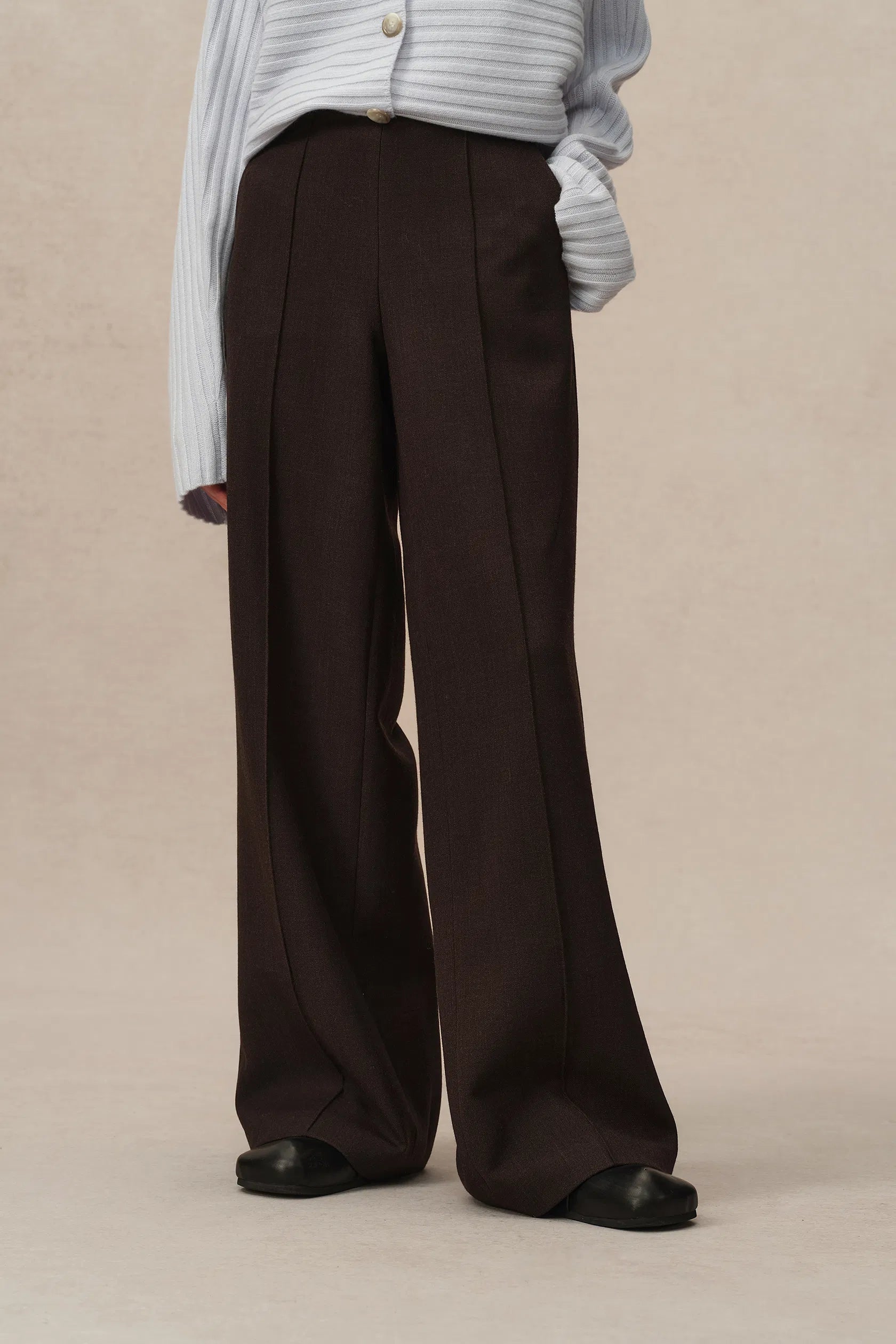 Svichka Tweed Straight Leg Pants in Merino Wool Twill