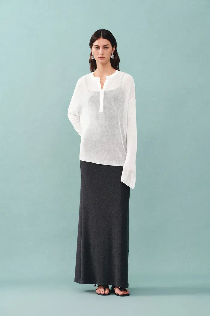 Tracy Buttoned Blouse in Tencel Silk Knit