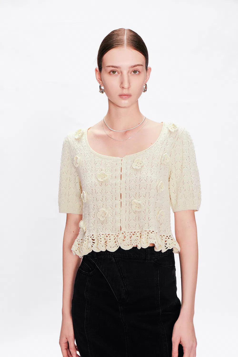 Tracy Handcrafted Crochet Top in Cotton Knit