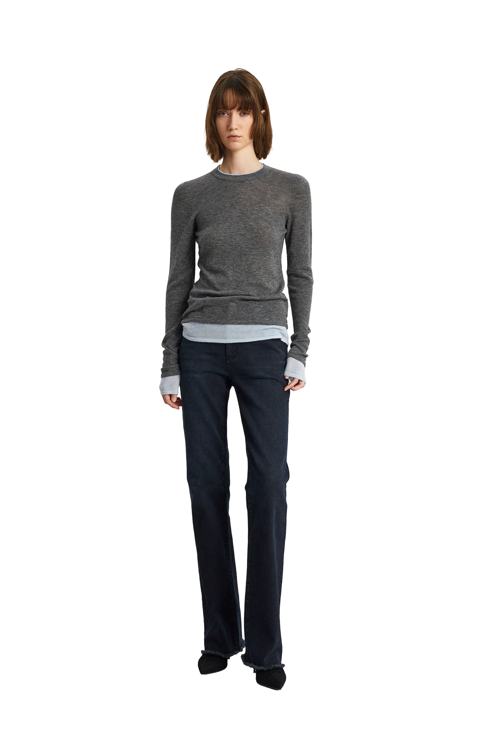 Laura Layered Look Sweater in Wool Knit