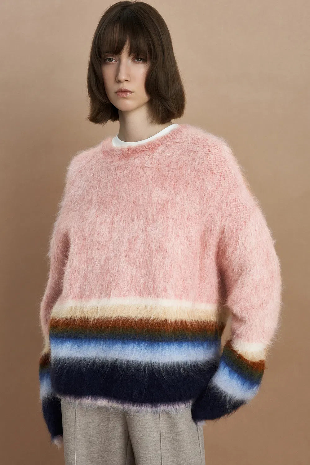 Ava Rainbow Striped Knit Sweater