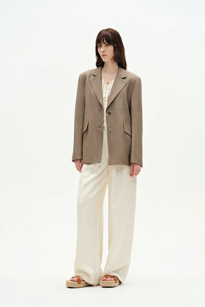 Graf Beige Blonde Suit Jacket in Linen Wool