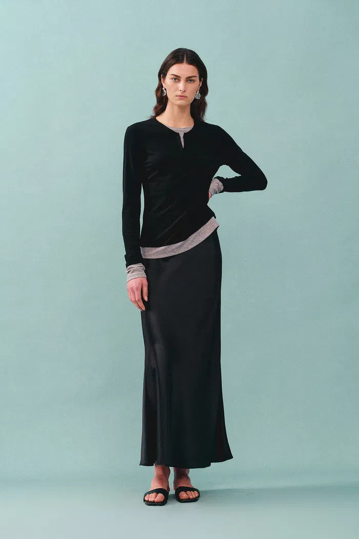 Moon Black Skirt in Premium Silky Satin