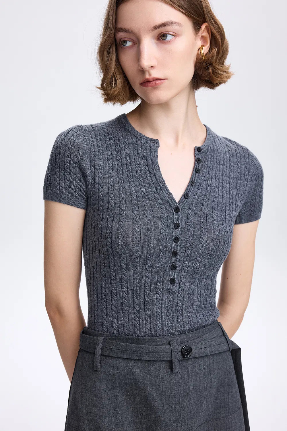 Lauren Cable Top in Merino Wool Knit