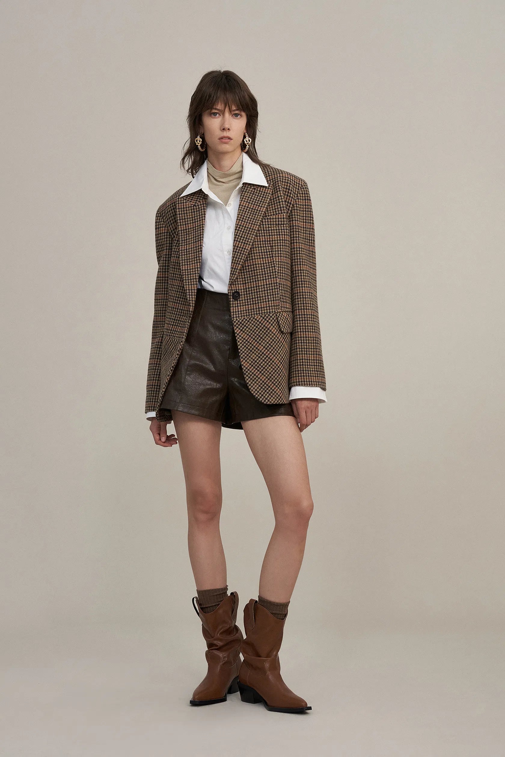 Meare Plaid Blazer in Merino Wool Houndstooth