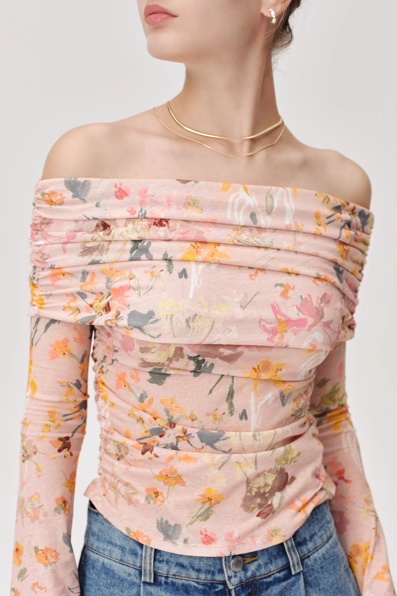 Rose Off-Shoulder Ruched Top