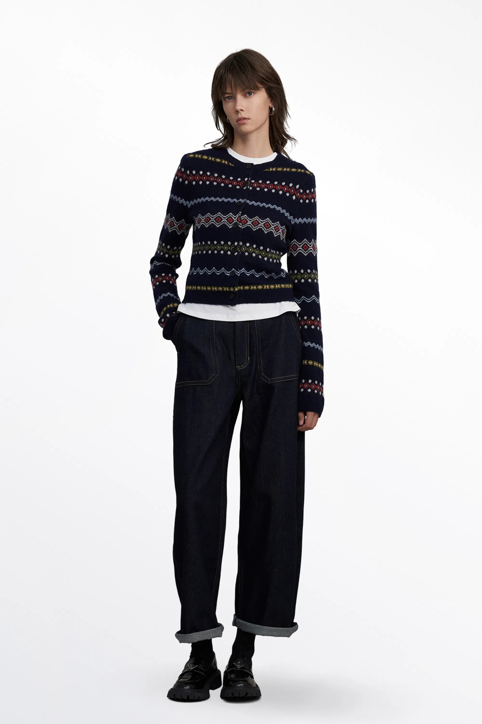 Alice Fair Isle Cardigan in Merino Wool Knit